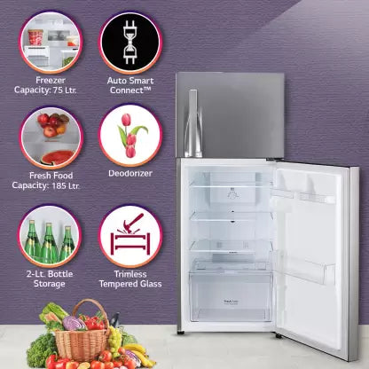 LG 260 L Frost Free Double Door Top Mount 3 Star Convertible Refrigerator with Smart Inverter (Dazzle Steel, GL-S292RDSX) LG 260 L Frost Free Double Door Top Mount 3 Star Convertible Refrigerator with Smart Inverter (Dazzle Steel, GL-S292RDSX)